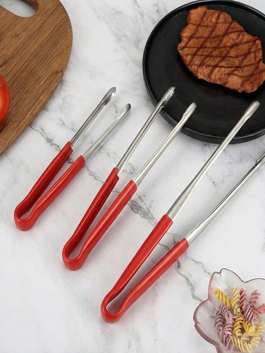 1pc/2pcs Stainless Steel Multi-Function BBQ Tongs, Bread Tongs, Ice Tongs - Suitable For BBQ, Baking And Camping | Restaurant And Home Use, Kitchen Tools, Suitable For BBQ, Buffet And Public Service - Suitable For Steak, Meat, Suitable For Home, Restaurant, Dishwasher - Silver - View 1