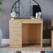 Home Discount Vida Designs Riano 3 Drawer Dressing Vanity Table Makeup Bedroom Furniture Storage Unit Desk Beauty Spacious Countertop Easy To Build - Pine - Pine - View 3