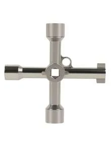 1pc 4-In-1 Multi-Function Key Wrench, Zinc Alloy Cross/Triangle/Hexagon Wrench, Universal Tool For Elevator, Electrical Cabinet, Water Meter Valve And Industrial Maintenance - A - View 10