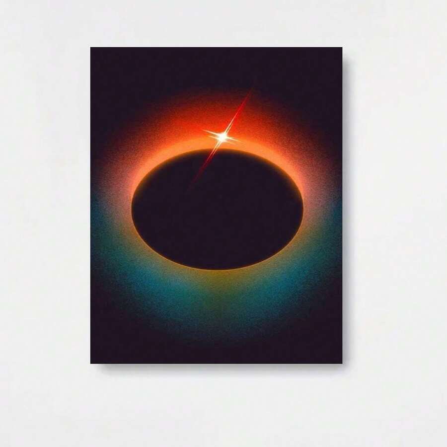 Póster plano 2D, 2D plano, 1 pieza sin marco, Decoración de pintura en lienzo de escena astronómica de eclipse solar total, Adecuado para el hogar, jardín, granja y decoración de baño, Decoración de pared, Colgante duradero para el hogar, Regalo de vacaciones - Enmarcado - Ver 1