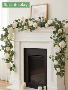 1 pieza/2 piezas Enredadera de flor de peonía de seda de 1.8M - Peonía - Blanca - Ver 3