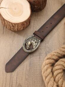 1pc Vintage Western Cowboy Style Belt, Unisex, Suitable For Jeans - BH1144 - View 7