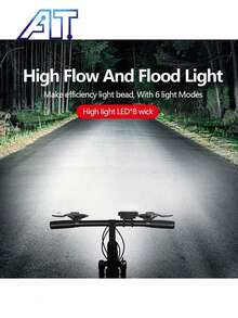 1 pieza Luz de bicicleta recargable 8LED/5LED con luz alta/baja, Bocina y luz 2 en 1 8LED, Luz de bicicleta potente y brillante para montar de noche, Luz LED frontal de alta luminosidad para bicicleta de montaña, Herramienta de equipo de ciclismo multifuncional para exteriores (5LED sin función de bocina) - Multicolor - Ver 9