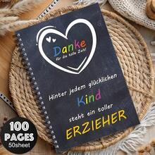 1pc Humorous German Theme Teacher Appreciation Spiral Notebook, Educator Travel Journal & Planner, Suitable For Learning & Positive Campus Office Supplies, Perfect Back To School Gift, Student Notebook, Study Notebook - F - View 3