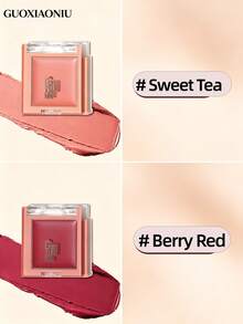 GUOXIAONIU Bálsamo de maquillaje multiusos 3 en 1, rubor en crema, sombra de ojos y lodo labial, tono nude construible - #Rojo Baya - Ver 3