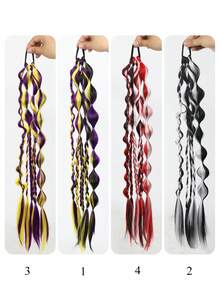 24 Inch Long Braided Ponytail Wig With Headband, Heat-Resistant Synthetic Fiber, Multiple Colors Available, Natural And Soft, Suitable For Women - Multicolor - View 4