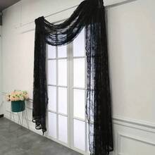 Cortinas Elegantes de Renda Preta, Adequadas para Gazebos Externos, Festas de Casamento, Salas de Estar e Quartos, Tecido de Cortina Ondulada Romântica Francesa, Renda e Roupa de Cama Ajustável, Serve para Camas Tamanho Full/Queen - Preto - Visão 4