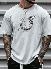 Vintage Men Graphic Tee, Hurley Navy Blue T-Shirt With White Logo, Soft Cotton Loose Fit, Summer Casual Street Beach Wear, Fade Resistant - 灰色2 - 查看 11