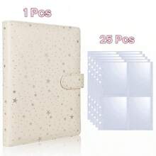 1 Set Candy Color A5 Photo Album With 25pcs 4-Slot Photo Card Pages, 6-Ring Binder, PU Leather Cover, Collection Album Suitable For Home And Office Use, Perfect For Organizing Family Photos - A - View 13
