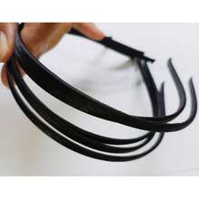 5 Buah Bando Rambut Tipis Minimalis Berbahan Kain Hitam Ukuran 5mm - Hitam - View 7