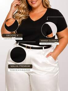 Set Of 3 Women's Plus Size V-Neck Basic Casual Blouses - H00 - 彩色 - 查看 4