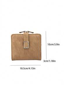 Women's Short Straw Woven Bag Soft PU Snap Wallet Clip Multi-Functional Coin Purse ID Card Holder, Simple Lightweight Compact Exquisite Convenient To Carry Suitable For Holiday Gift - Brown - View 5