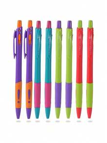 8/6/4/1pc Retractable Ballpoint Pens, 0.7mm Blue Oil-Based Ink, High Color Contrast Fashion Design, Suitable For Elementary School Students Note-Taking, Vintage Office Supplies, Multi-Function Pens - Multicolor - View 2