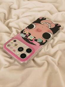 1 buah, Casing Ponsel Kartun Lucu Gaya , Cetakan Kepala Besar Definisi Tinggi + Bingkai Lensa Merah Muda, Bahan TPU Transparan, Lensa Anti Gores Tahan Aus, Perlindungan Anti Jatuh Penuh, Kompatibel dengan Apple 16/15/14/13 Pro Max, Gaya Segar Manis, Anti Jatuh, Anti Gores untuk Penggunaan Sehari-hari - Kalung mutiara - View 2