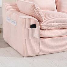 L Shaped Compressed Modular Sectional Sofa Modern Corduroy Upholstered Boneless Couches With Movable Footstool With Three Pillows And Two Lumbar Pillows Detachable Cloud Seat Cushions - Pink + Corduroy + 3 Seat1 - View 10