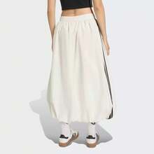 Adidas Clover-Patterned Classic Striped Puffy Balloon Skirt, Sporty Midi Skirt - White - View 2