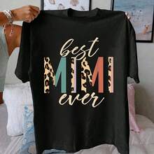 Cotton Best Mimi Ever Gif Leopard Print Mothers Day T-Shirt - Negro - Ver 1