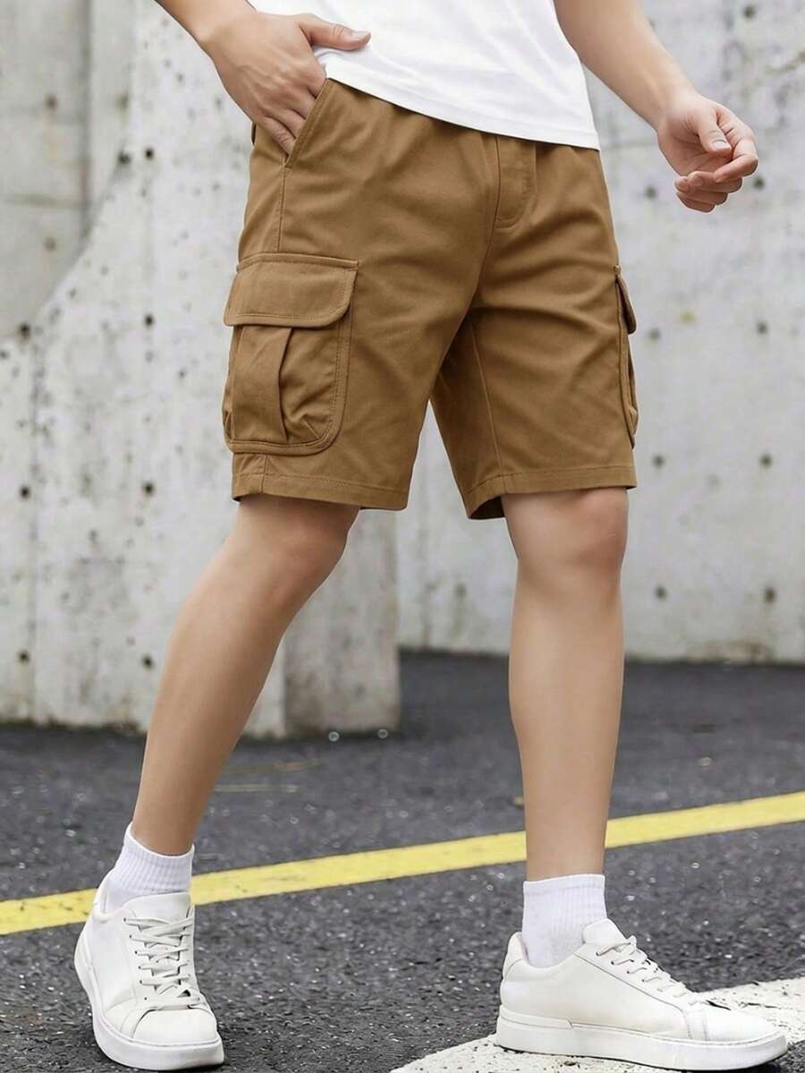 1件青少年男童夏季休闲户外街头多口袋工装短裤(实际尺码偏小,建议根据图片选择大一码) - 卡其色 - 查看 1