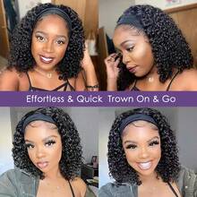 Curly Headband Wig 22 Inch Deep Wave Glueless Wig None Lace Front Wigs For Women Black Wig Water Wave Headband Half Wigs 200% Density Natural Color Beginner Friendly Wear And Go Wig Put On Go No Glue Full Machine Made Wig For Daily Use 8-34 Inch - Natural Black - 查看 8
