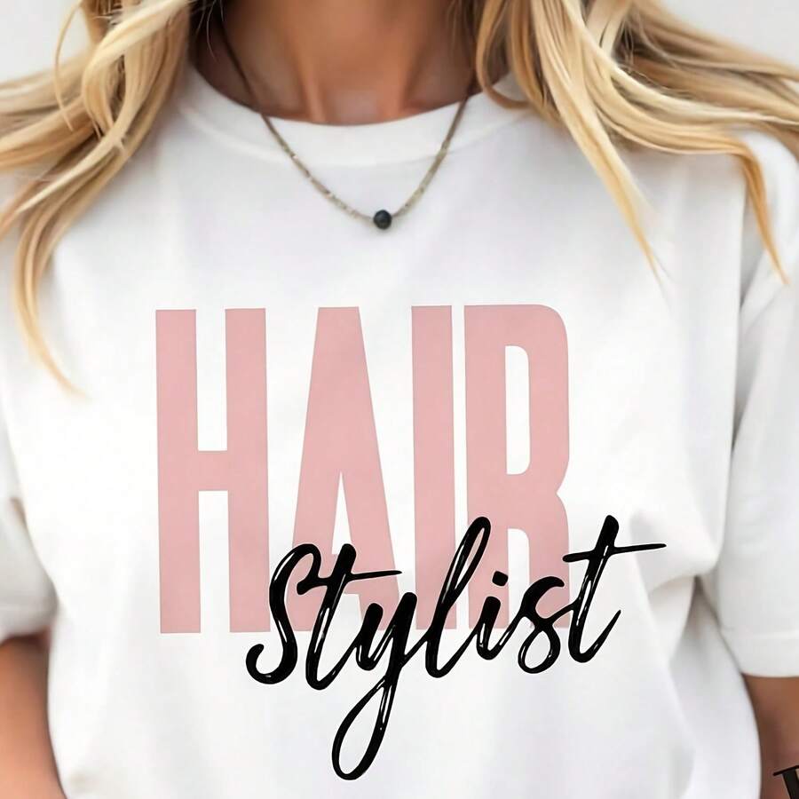 Hair Stist , Salon Shirt Design, Hairstisut File, Hairdresser Clipart, Silhouette Sublimation, Stist Dxf Eps Pure Black Cotton Short Sve T-Shirt Is The Best Gift For , Best , - 白色 - 查看 1