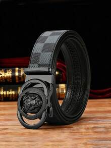 1 pieza Cinturón de cuero PU con hebilla automática para hombre, hebilla de tigre hueca en relieve, cinturón ajustable de estilo casual de negocios, disponible en múltiples colores, moda, adecuado para jeans de hombre, trajes, ropa de trabajo formal y uso casual diario. Estilo de lujo ligero, sensación de alta gama, el mejor regalo para el padre y el novio. - Multicolor - Ver 15