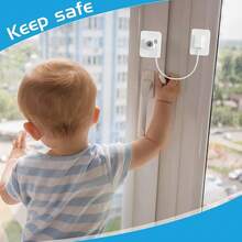 Window Safety Lock, Window Stopper, Self-Adhesive, Drill-Free Window Lock, ChiSafety Cable Lock With Key - Multicolor - View 4
