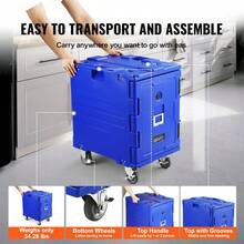 90L Insulated Food Container Carrier, Hot Box For Catering, LLDPE Food Container Carrier With One-Piece Buckle, Front Loading With Handles, End Loader With Wheels - 90 L - View 5