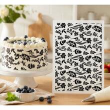 Reusable Cake Stencil Mold With Flower And Leaf Patterns, Baking Tool Suitable For Cakes, Cookies And Handicrafts | Flexible High Cake - White - View 10