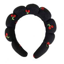 Sweet Cherry Embroidery Puff Cloud Headband, Soft Non-Slip Sponge Headband For Girls' Daily Wear And Skincare - Multicolor - View 10