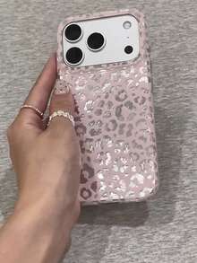Japanese Korean Ins Niche Personalized Blue Brown Leopard Print Phone Case Compatible With Iphone 16 Pro Max, 14, 13, 12, 17, 15 Pro, 14 Pro, Women's New Style High-End Shockproof Protective Cover - Pink - View 2