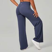 High Waisted Wide Leg Yoga Pants Women V Back Straight Leg Pilates Trousers Soft Loose Gym Fitness Lounge Pants Autumn Winter - ONFA007 - 查看 10