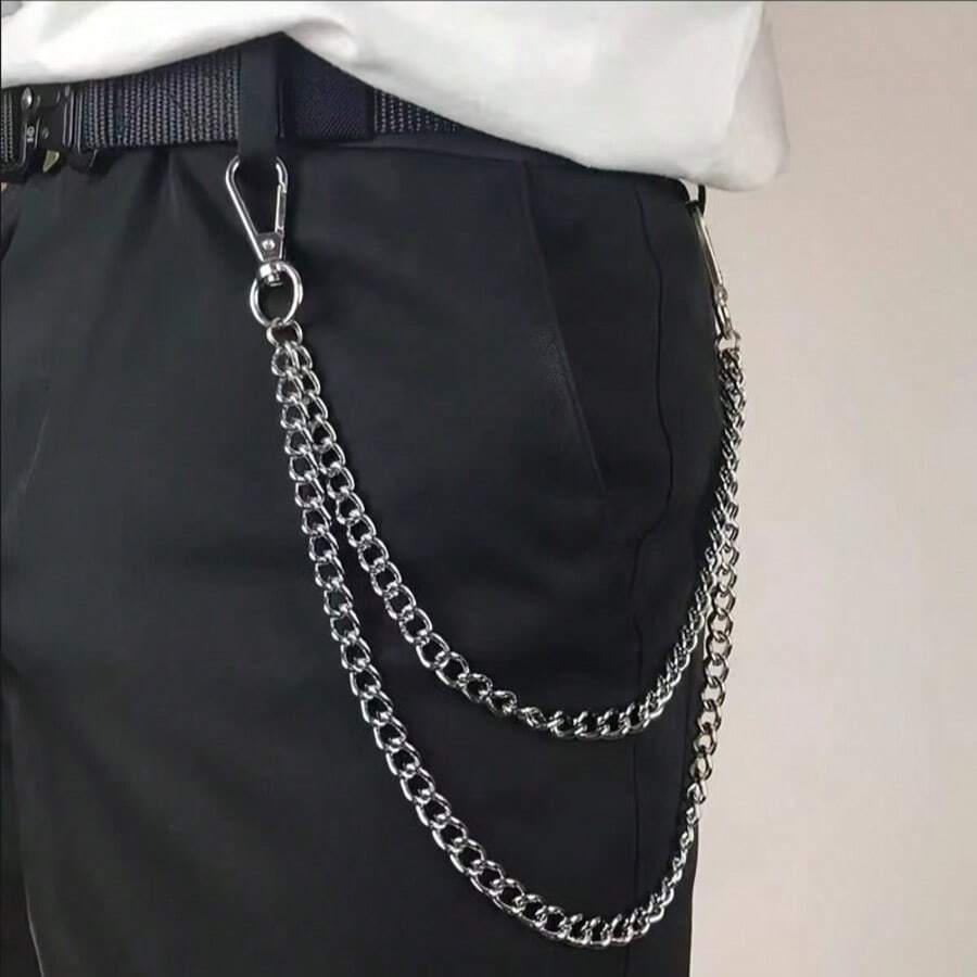 Cadena de cintura versátil y personalizada, accesorio de joyería de cadena colgante para pantalones de estilo gótico y hip-hop - Estilo de doble cadena - Ver 1