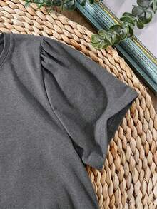 Women Floral Print Crew Neck Loose Casual T-Shirt, Short Sleeve Cheap Clothes Camiseta 100 Percent Cotton Clothing Women - 灰色 - 查看 4