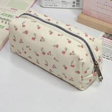 1個長方形創意鉛筆盒 - 蝴蝶結、櫻花與花卉圖案裝飾鉛筆袋，時尚便攜文具收納盒，桌面整理器，學生必備學校用品 - 單件 - 查看 5