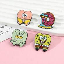 SpongeBob SquarePants SquarePants 1個角色卡通胸針 蝸牛牙齒造型琺瑯針 金屬徽章飾品 背包衣物配件禮物 - 彩色 - 查看 11
