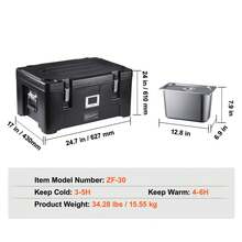 Insulated Food Carrier, 36-Quart Capacity, Stackable Catering Hot Box With 3 Stainless Steel Pans, Top-Loading LLDPE Food Warmer With Side Handles - 36 cuartos - 查看 11