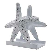 Nautical Starfish - Servilletero/cena/servilleta de metal servilleta de cocina cóctel de bebidas océano/costero por The Metal Magician blanco envejecido - Blanco gastado - Ver 8