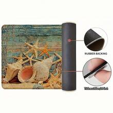 1pc, Home Decor, Starfish Pattern Print, Linen Kitchen Rug, Kitchen Mat, Floor Mat, Bathroom Mat, Door Mat, 3D Print Rectangular, Suitable For Living Room, Bedroom, Hallway, Bathroom, Laundry Room - Polyester Rug, Suitable For Indoor And Outdoor Home Decor - Multicolor - View 8