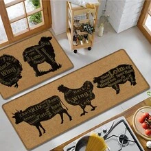 1 pieza, Decoración del hogar, Estampado de patrón de camello, Alfombra de cocina de lino, Tapete de cocina, Tapete de piso, Tapete de baño, Tapete de puerta, Impresión 3D rectangular, Adecuado para sala de estar, dormitorio, pasillo, baño, lavandería - Alfombra de poliéster, Adecuado para decoración del hogar interior y exterior - Multicolor - Ver 5