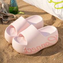 Letter Print Platform Thick Sole Slippers, Essential For Daily Wear, Commuting And Beach Vacations, Perfect For Dopamine Style Trendsetters - Connect Printed Sandals - View 8