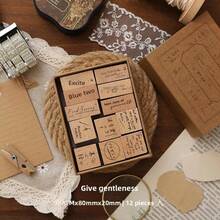 JotBox Vintage Wooden Stamp Set For Girls, Finger-Sized Text, Time, Week, Journal Decoration Material Stamps - Baiwuji Wooden Seals - View 10