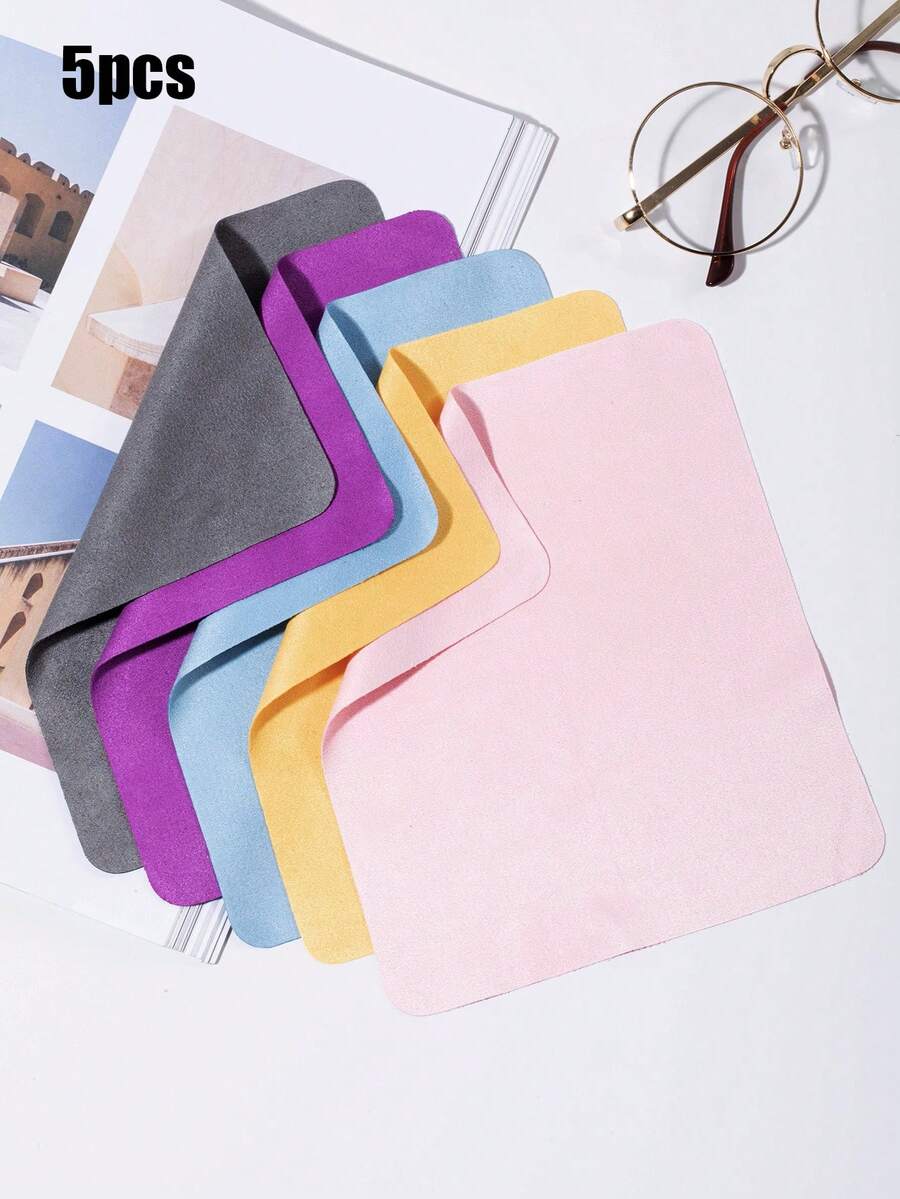 5pcs High-Quality Microfiber Eyeglass Cleaning Cloth, Reusable Eyeglass Cleaning Cloth, Fashion Eyeglass Cloth, Phone Screen/Watch Wiping Cloth - Multicolor - View 1
