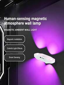 1pc RGB/Three-Color Dynamic Sensing Wall Lamp, Magnetic Rechargeable LED Lamp, With Or Without Remote Control Option, Perfect For Creating Bedroom Atmosphere, Decorating Corridors And As Home Decoration Gifts - Double-pupil Four-cat-eye Sensor Wall Lamp - View 4