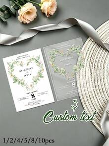 1/2/4/5/8/10件客製化婚禮邀請函（白色信封包裝）/個性化壓克力與紙質邀請函/婚禮儀式用品/訂婚派對禮物/奢華壓克力婚禮公告/新娘婚前派對/熱門婚禮配件/婚禮用品/婚禮裝飾/派對用品/婚禮邀請函/可客製化商品/新娘婚禮配件，適用於婚禮通知、新娘婚前派對邀請函和婚禮日期通知信封 - 彩色 - 查看 8