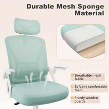 Ergonomic Mesh Office Chair With Flip Armrests And Lumbar Support - Green-4 - View 7