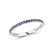 Santuzza - Anillo apilable de plata de ley 925, anillo de compromiso para mujer - nanocirconita cúbica azul - Ver 8