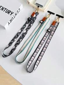 1pc Fabric Embroidered Phone Lanyard Crossbody Strap With Adjustable Shoulder Strap, Phone Case Hanging Chain, Halter, Charging Port Buckle Fixed Patch, Anti-Lost Anti-Theft For Women - Multicolor - View 3