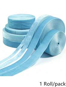 10-25mm 1 Roll Light Blue Single-Sided Velvet Ribbon, Christmas Ribbon, Jewelry Display Packaging, Flower Gift Wrapping, Bows, DIY Party Decoration - Light Blue - View 2