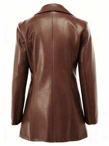 Fashionable PU Leather Jacket, Casual Versatile Retro - Dark Brown - View 4