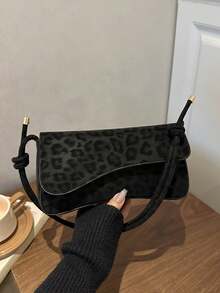This Fashionable Minimalist Bag Features An Asymmetrical Flap And Adjustable Shoulder Strap, Suitable For Shopping And Carrying Wallets - Black - View 7